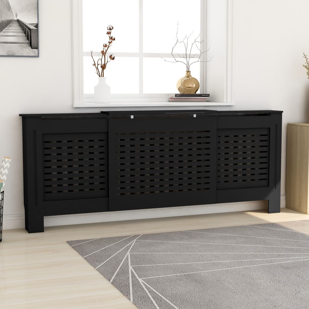 Vidaxl Construcción del radiador de 205 cm MDF Negro