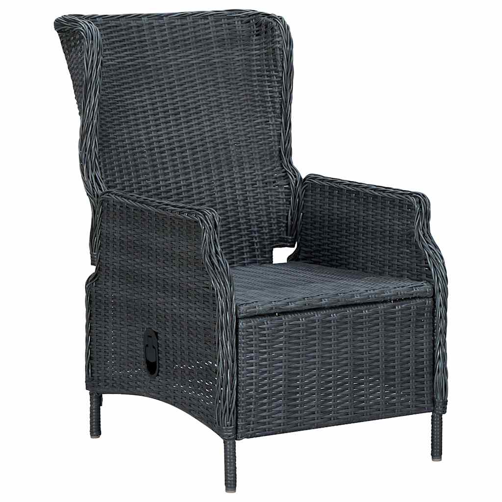 Vidaxl tuinstoel verstelbaar met kussens poly rattan donkergrijs