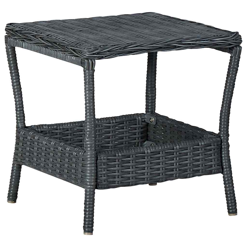 Vidaxl tuintafel 45x45x46,5 cm poly rattan donkergrijs