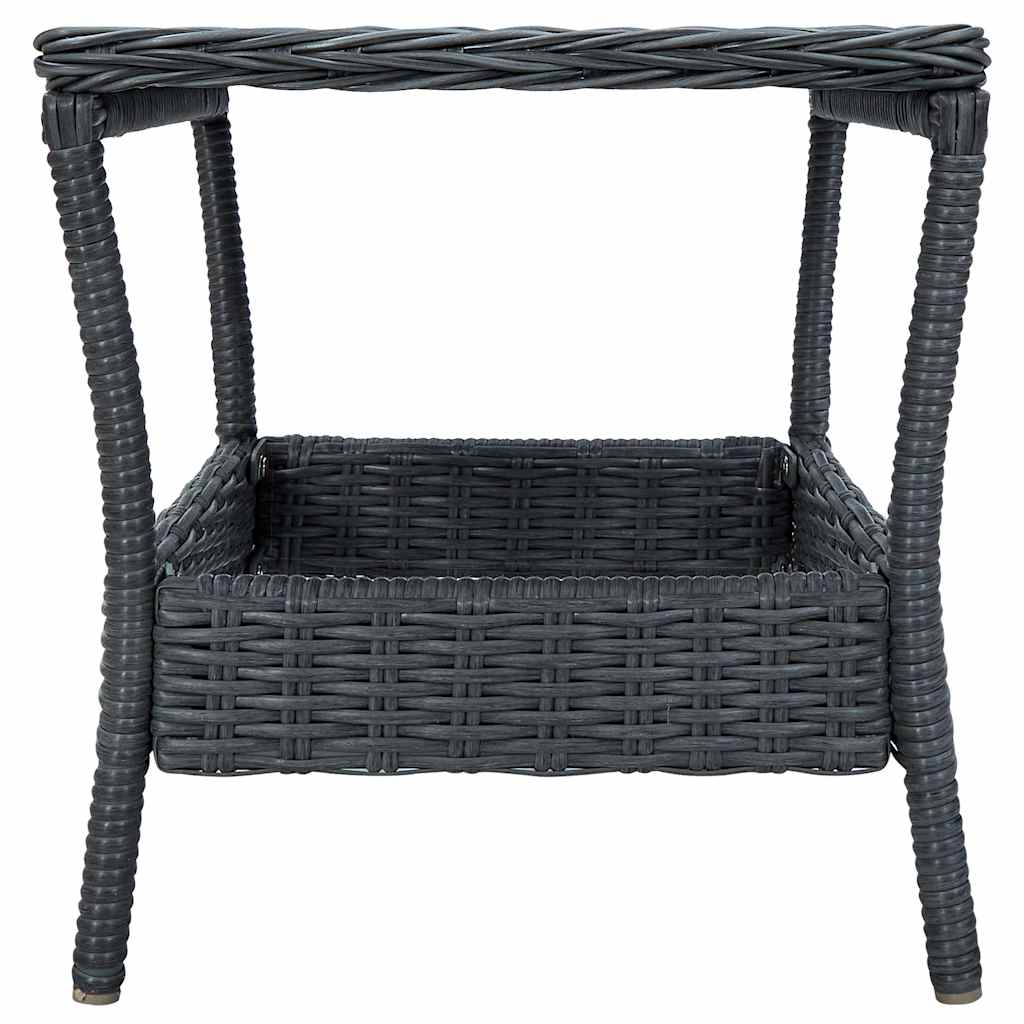Vidaxl tuintafel 45x45x46,5 cm poly rattan donkergrijs