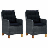 Vidaxl tuinstoelen 2 st met kussens poly rattan donkergrijs