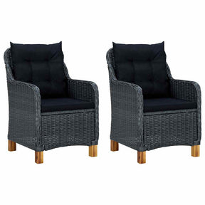 Vidaxl tuinstoelen 2 st met kussens poly rattan donkergrijs