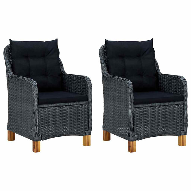 Vidaxl tuinstoelen 2 st met kussens poly rattan donkergrijs