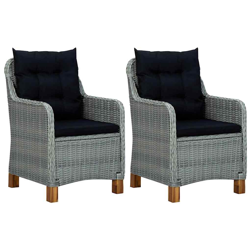 Vidaxl tuinstoelen 2 st met kussens poly rattan lichtgrijs