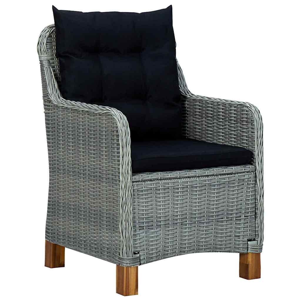 Vidaxl tuinstoelen 2 st met kussens poly rattan lichtgrijs