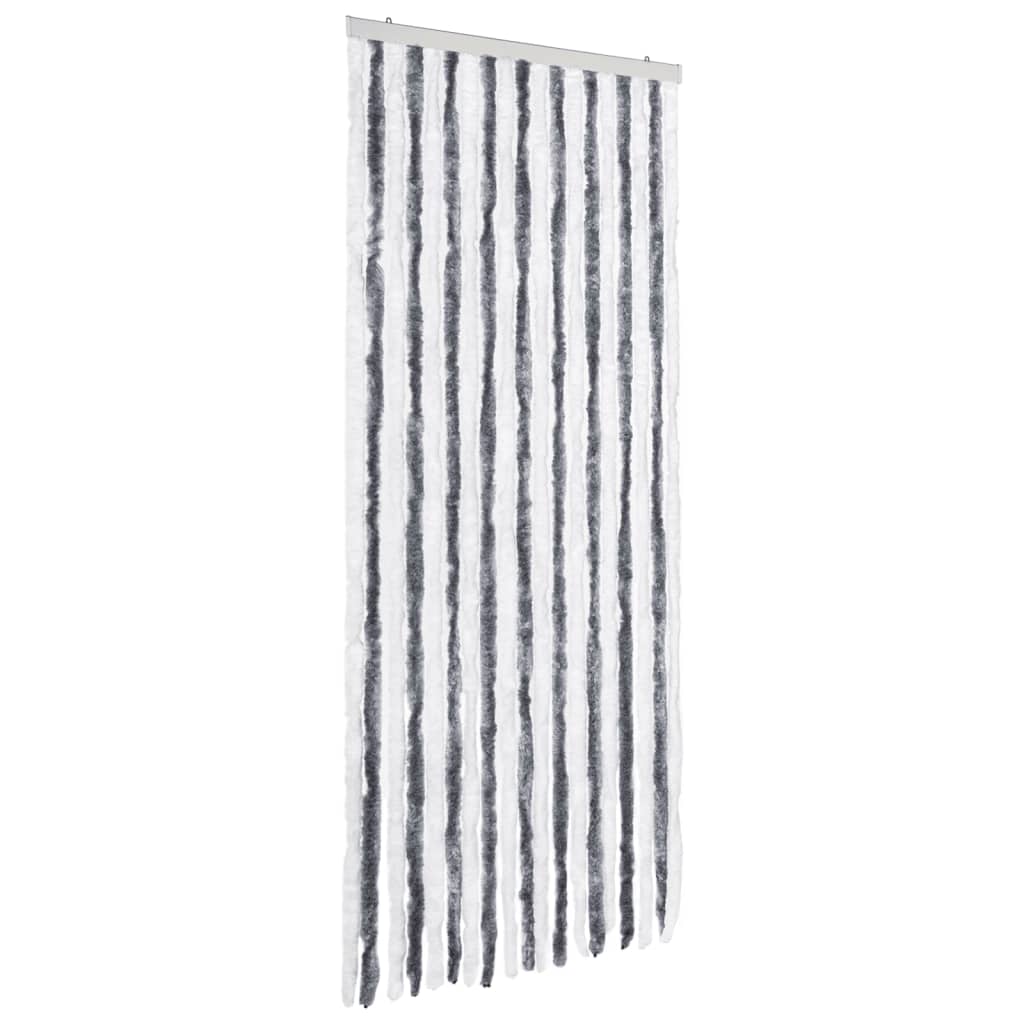 Vidaxl Fly Curtain 56x200 cm Chenille Gray and White