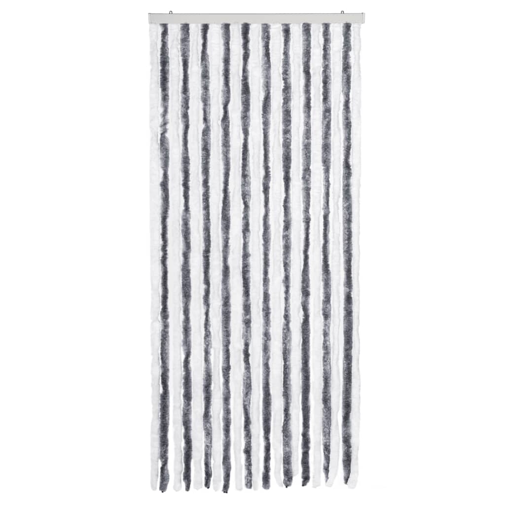 Cortina de mosca Vidaxl 90x200 cm chenille gris y blanco