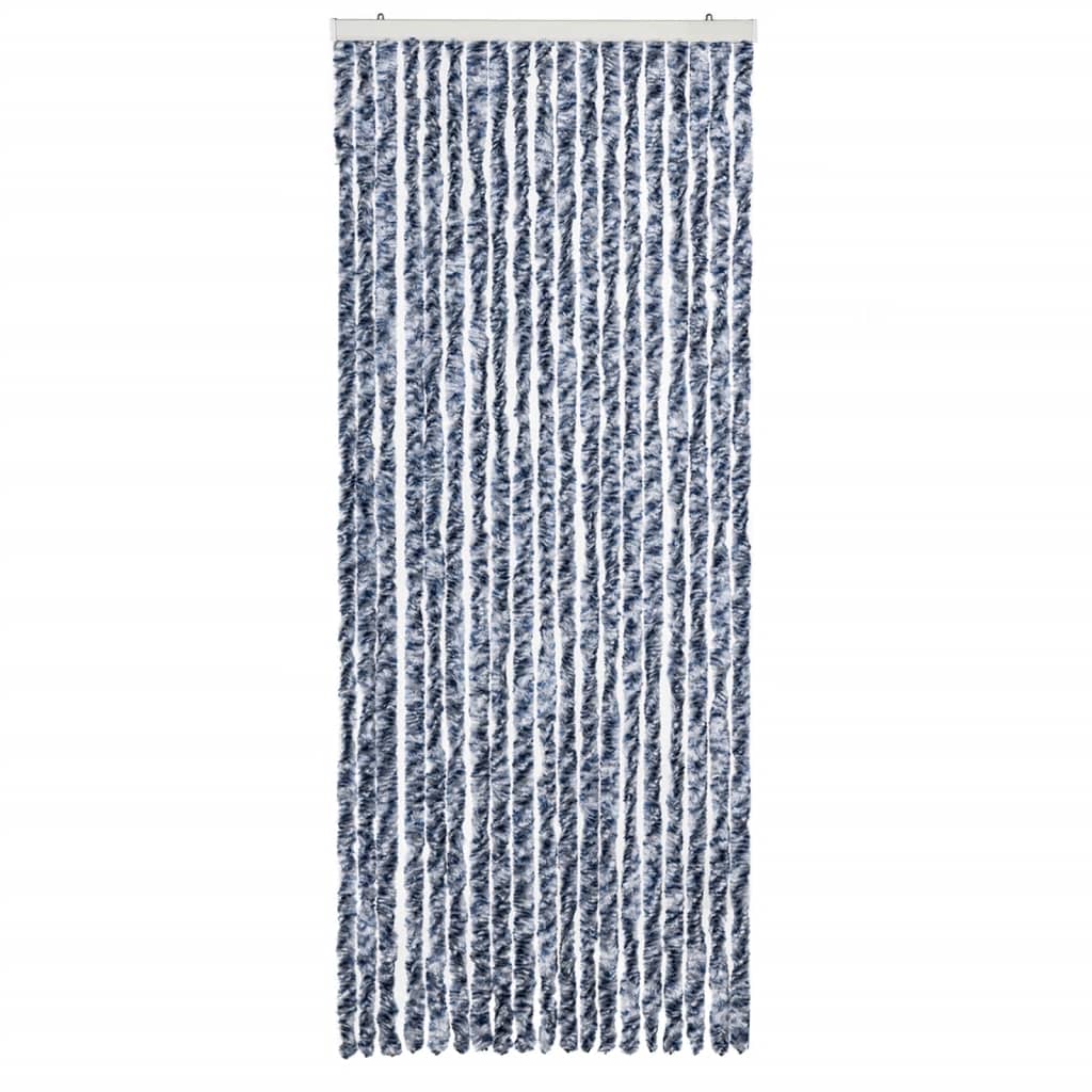 Vidaxl Fly Curtain 56x200 cm Chenille Blue and White