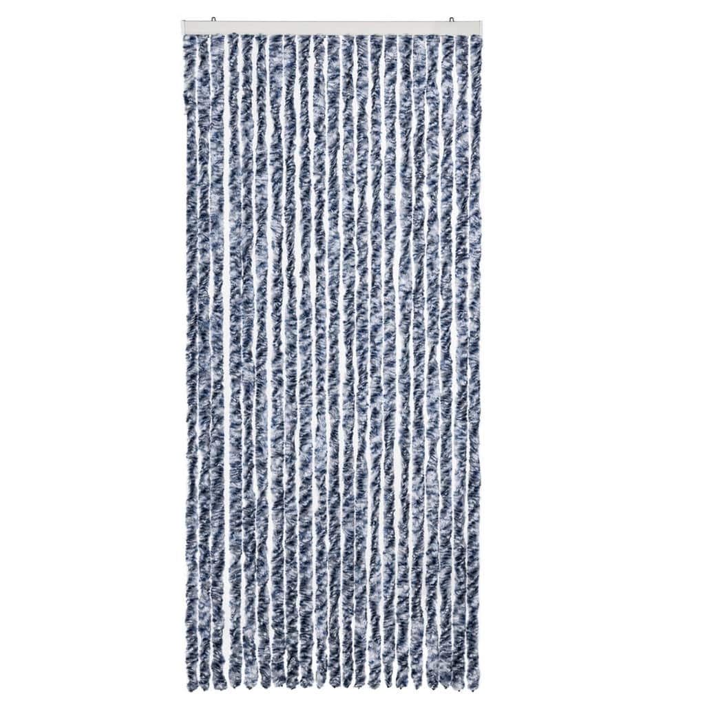 Cortina de mosca Vidaxl 90x200 cm chenille azul y blanco