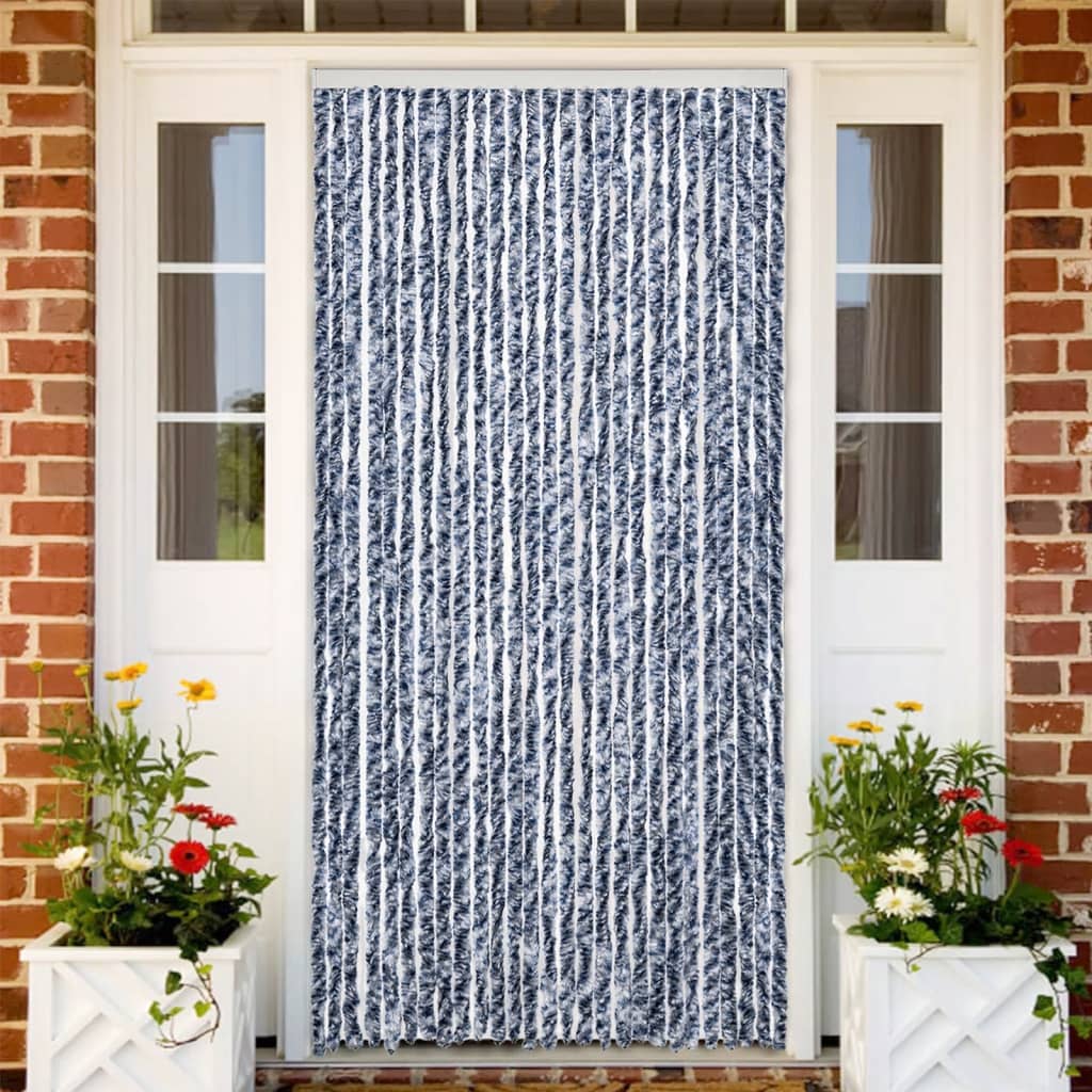 Vidaxl Fly Curtain 118x220 cm Chenille Blå og hvid