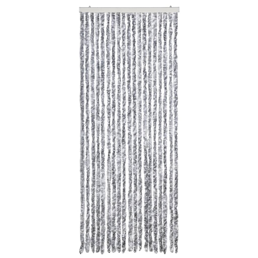 Vidaxl Fly Curtain 56x200 cm Chenille White and Grey