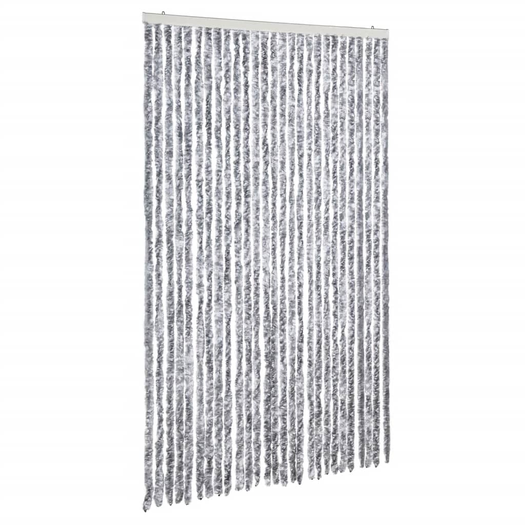 Vidaxl Fly Curtain 118x220 cm Chenille White and Grey