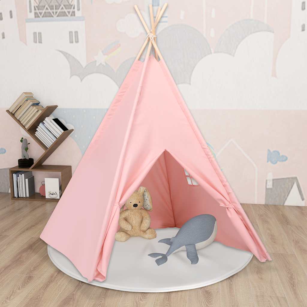 Vidaxl kindertipitent met tas 120x120x150 cm peachskin roze