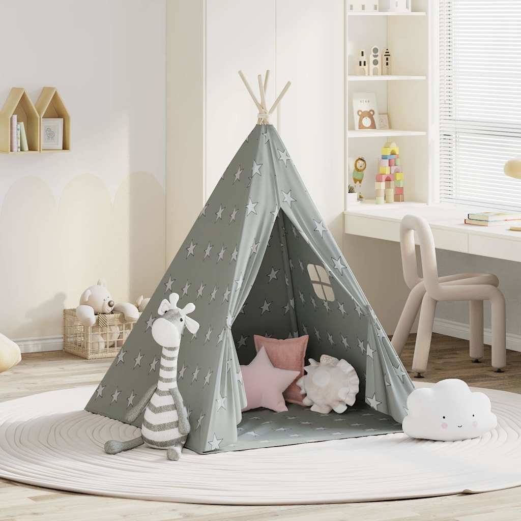 Vidaxl kindertipitent met tas 115x115x160 cm polyester grijs