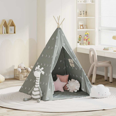 Vidaxl kindertipitent met tas 115x115x160 cm polyester grijs