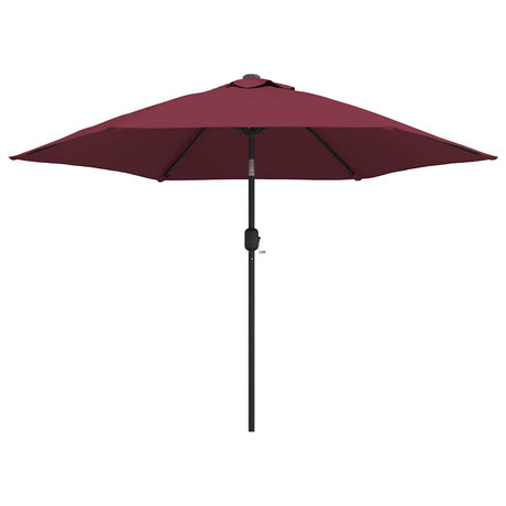 Vidaxl parasol met led-verlichting en stalen paal 300 cm bordeauxrood