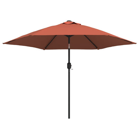 Vidaxl parasol met led-verlichting en stalen paal 300 cm terracotta