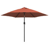 Vidaxl parasol met led-verlichting en stalen paal 300 cm terracotta