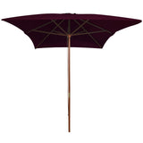 Parasol Vidaxl con poste de madera 200x300 cm Burdeos rojo