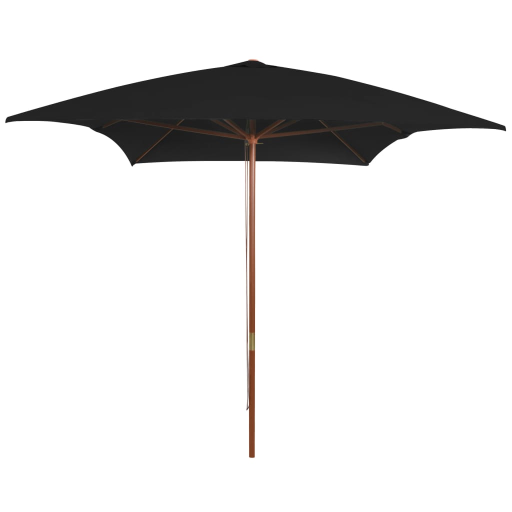 Parasol Vidaxl con poste de madera 200x300 cm negro