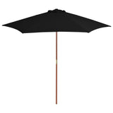 Vidaxl Parasol con palo di legno 270 cm nero