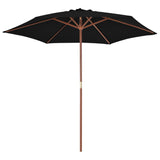 Vidaxl Parasol con palo di legno 270 cm nero