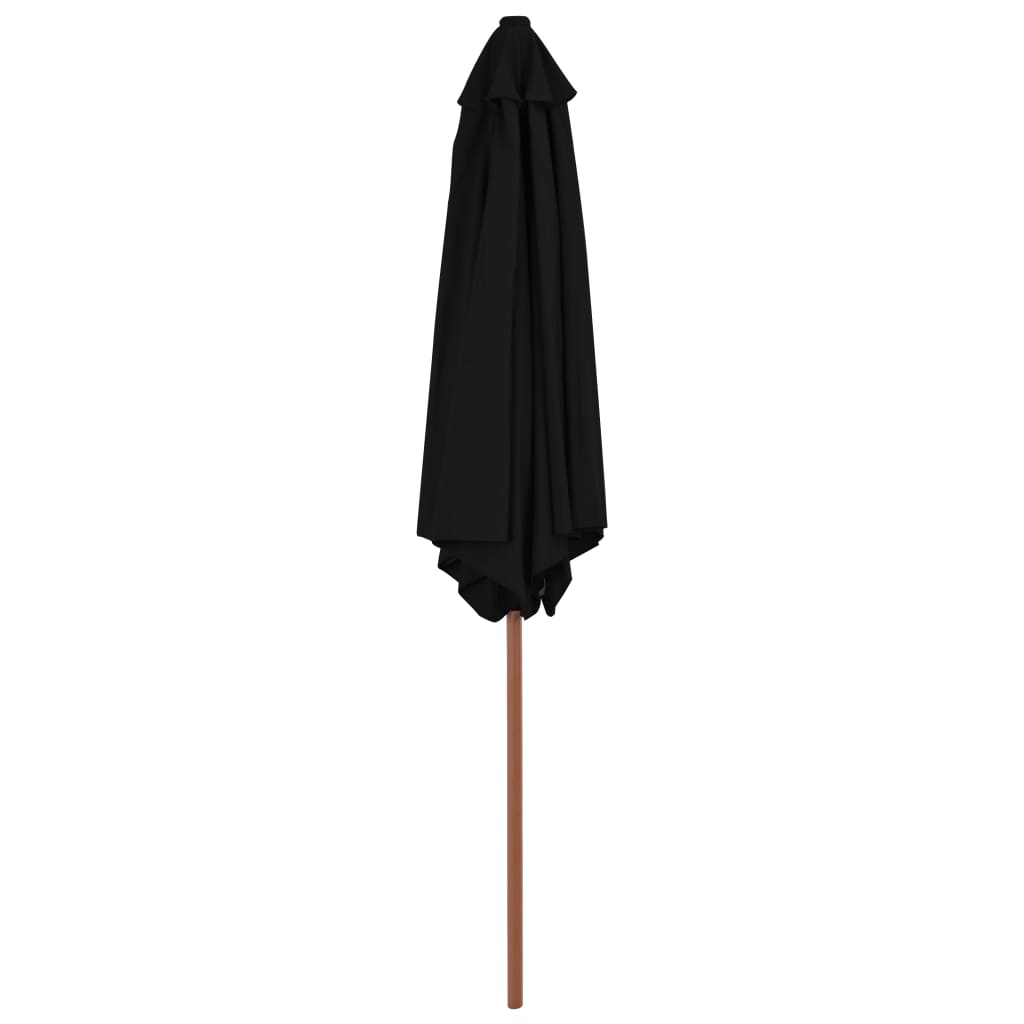 Vidaxl Parasol con palo di legno 270 cm nero