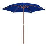 Parasol Vidaxl con poste de madera 270 cm azul