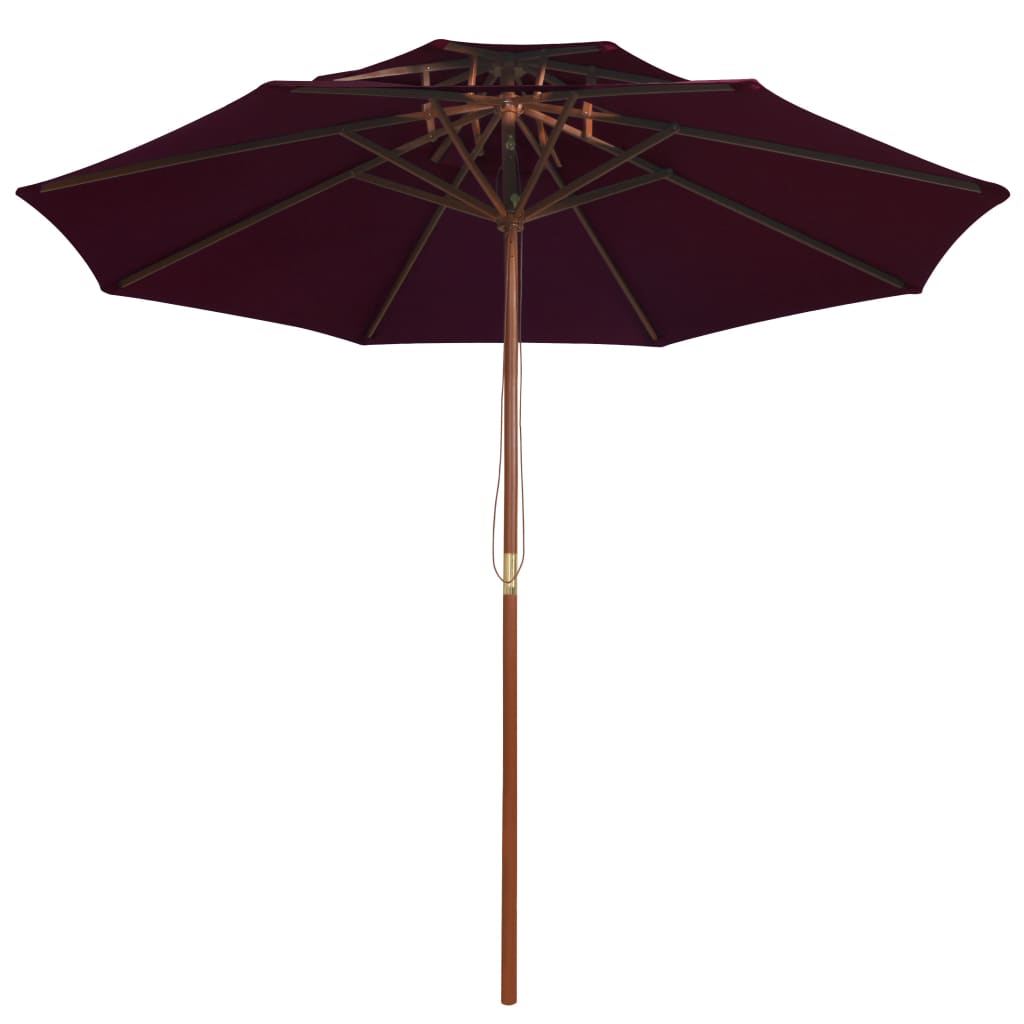 Vidaxl Parasol Double Decker con poste de madera 270 cm Burdeos rojo