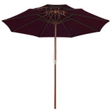 Vidaxl parasol dubbeldekker met houten paal 270 cm bordeauxrood