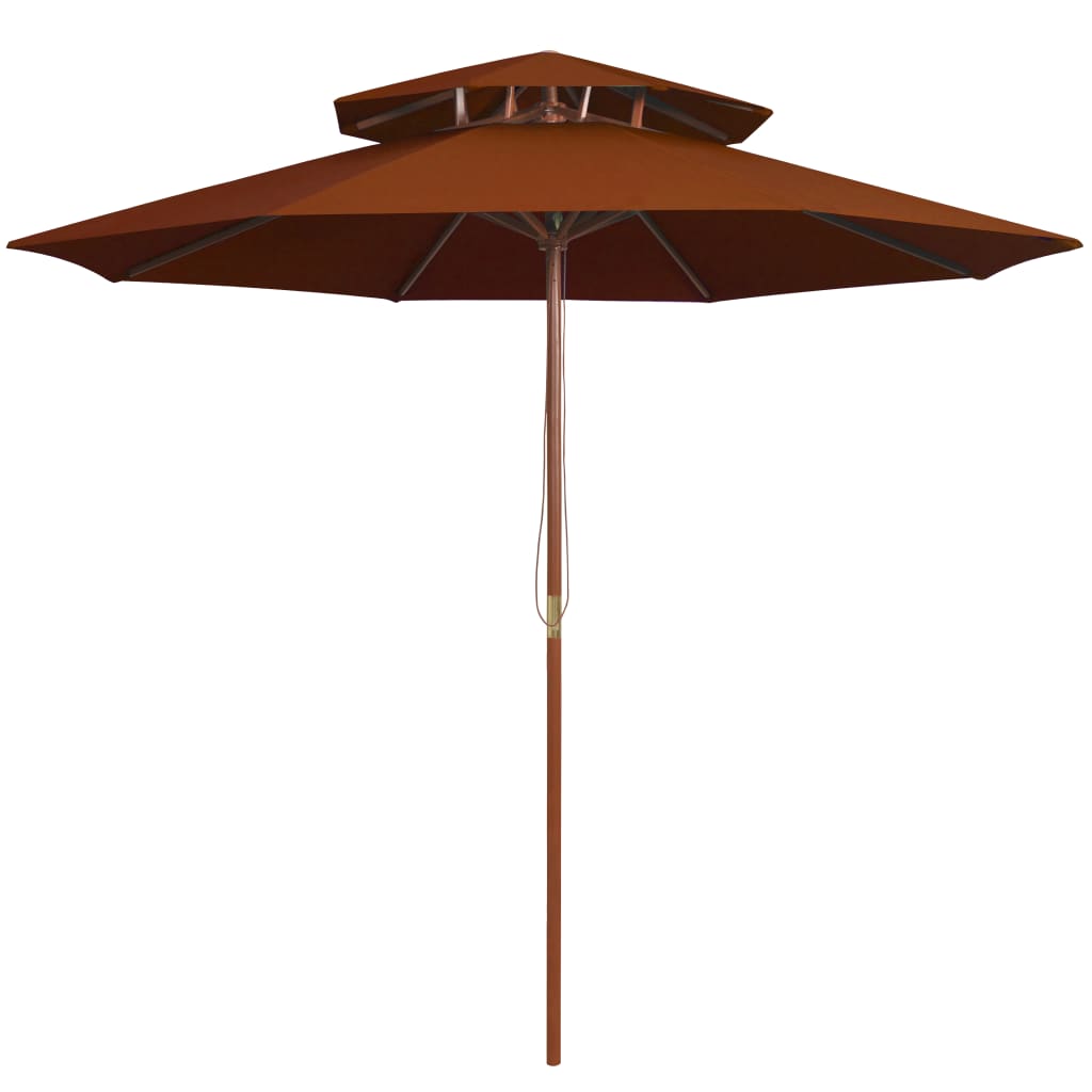 Vidaxl Parasol Doble -Decker con poste de madera 270 cm de terracota -Coled