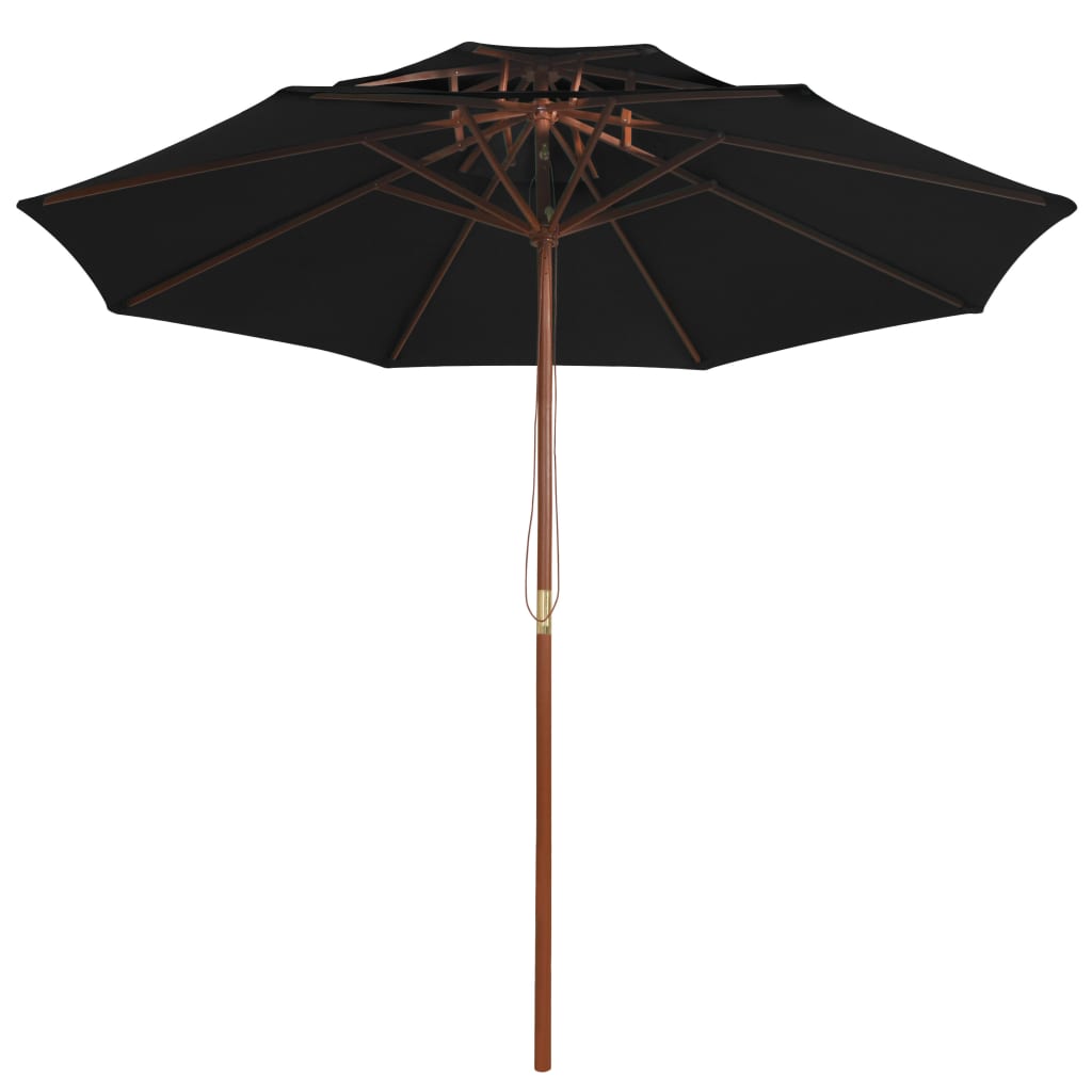 Vidaxl Parasol Double Decker con poste de madera 270 cm negro