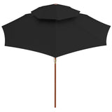 Vidaxl Parasol Double Decker con poste de madera 270 cm negro