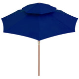 Vidaxl Parasol Double Decker mit Holzstange 270 cm Blau