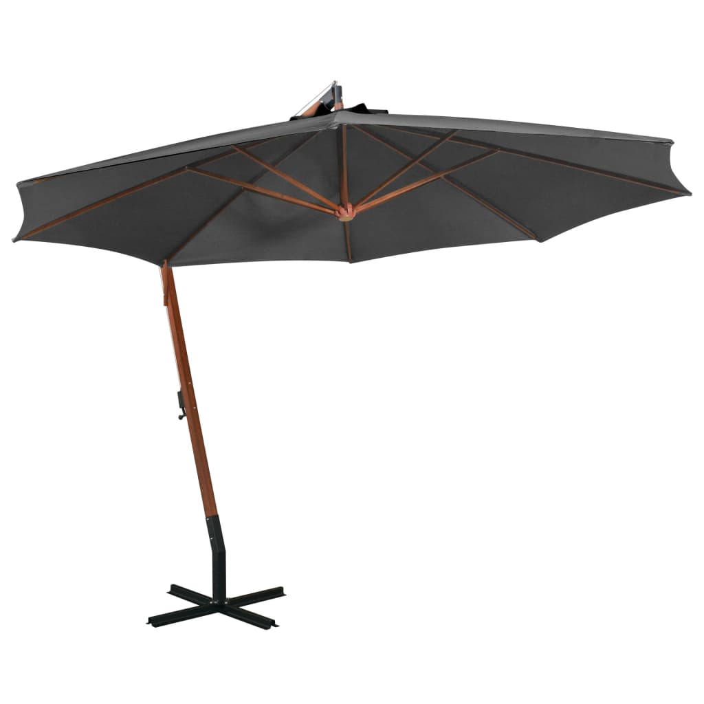 Vidaxl flytende parasol med pol 3,5x2,9 m fast furu antracitt