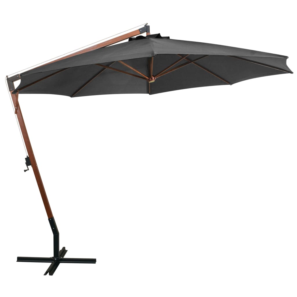 Vidaxl flytende parasol med pol 3,5x2,9 m fast furu antracitt