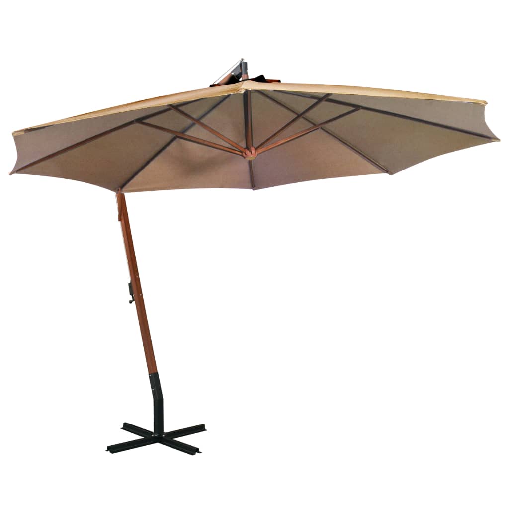 Parasol flottant vidaxl avec pôle 3,5 x 2,9 m de pin solide taupe