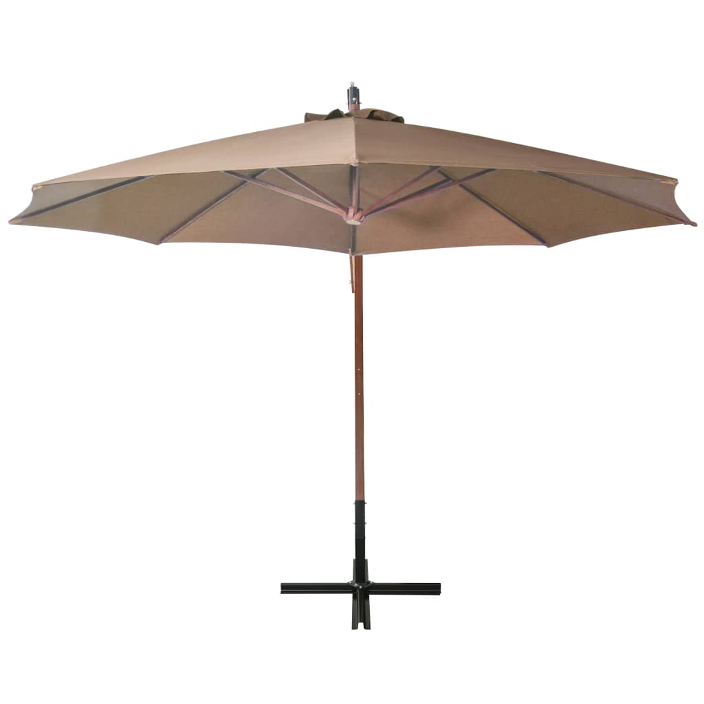 Parasol flottant vidaxl avec pôle 3,5 x 2,9 m de pin solide taupe