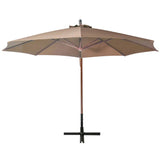 Parasol flottant vidaxl avec pôle 3,5 x 2,9 m de pin solide taupe