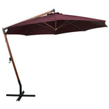 Parasol flottant vidaxl avec pôle 3,5x2,9 m de pin solide Bordeaux rouge