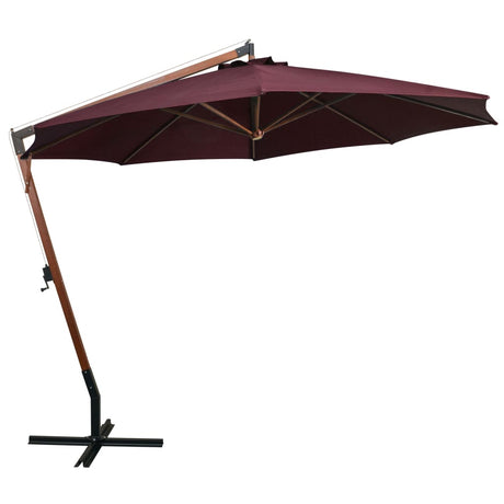 Vidaxl Floating parasol with pole 3.5x2.9 m Solid pine bordeaux red