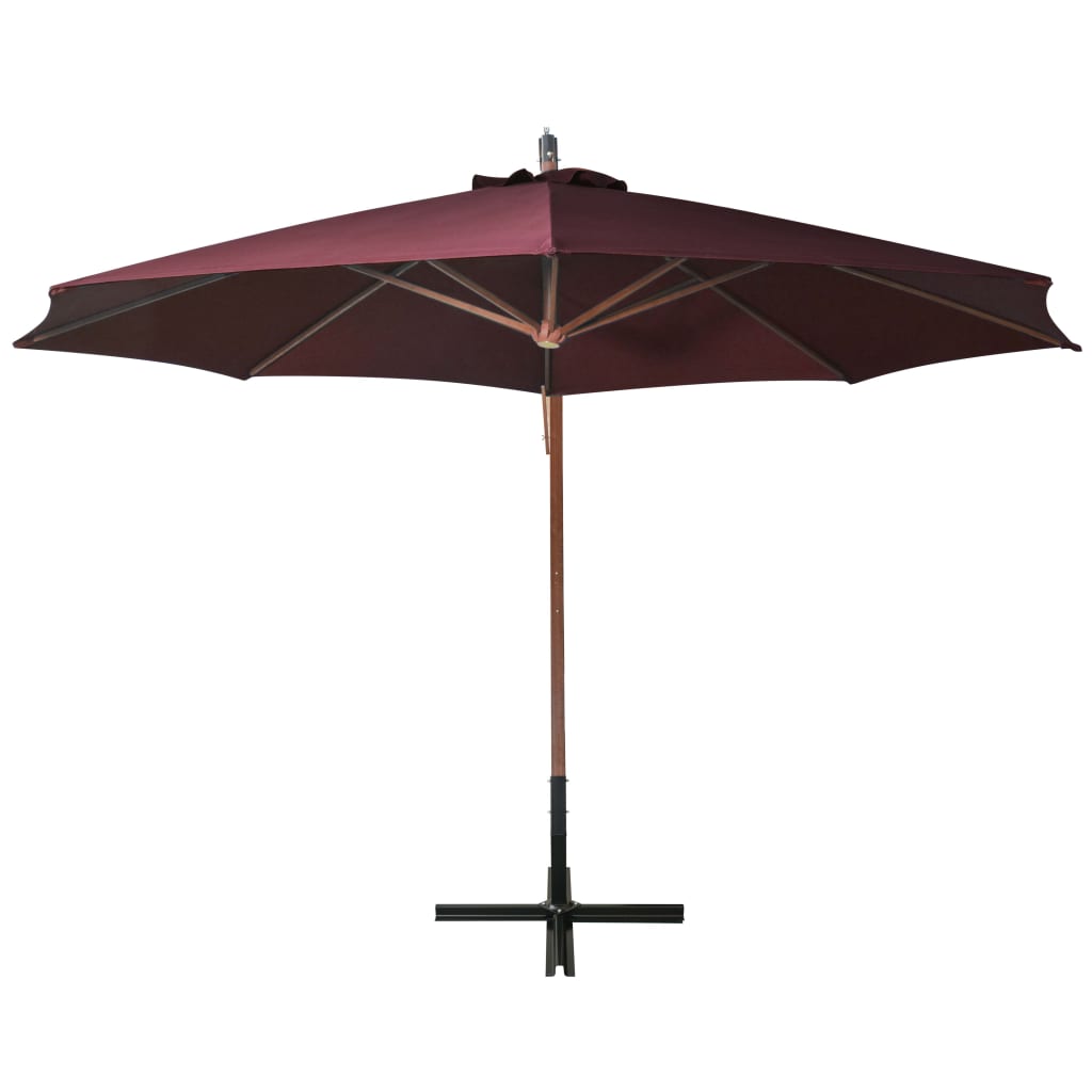 Parasol flottant vidaxl avec pôle 3,5x2,9 m de pin solide Bordeaux rouge