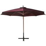 Parasol flottant vidaxl avec pôle 3,5x2,9 m de pin solide Bordeaux rouge