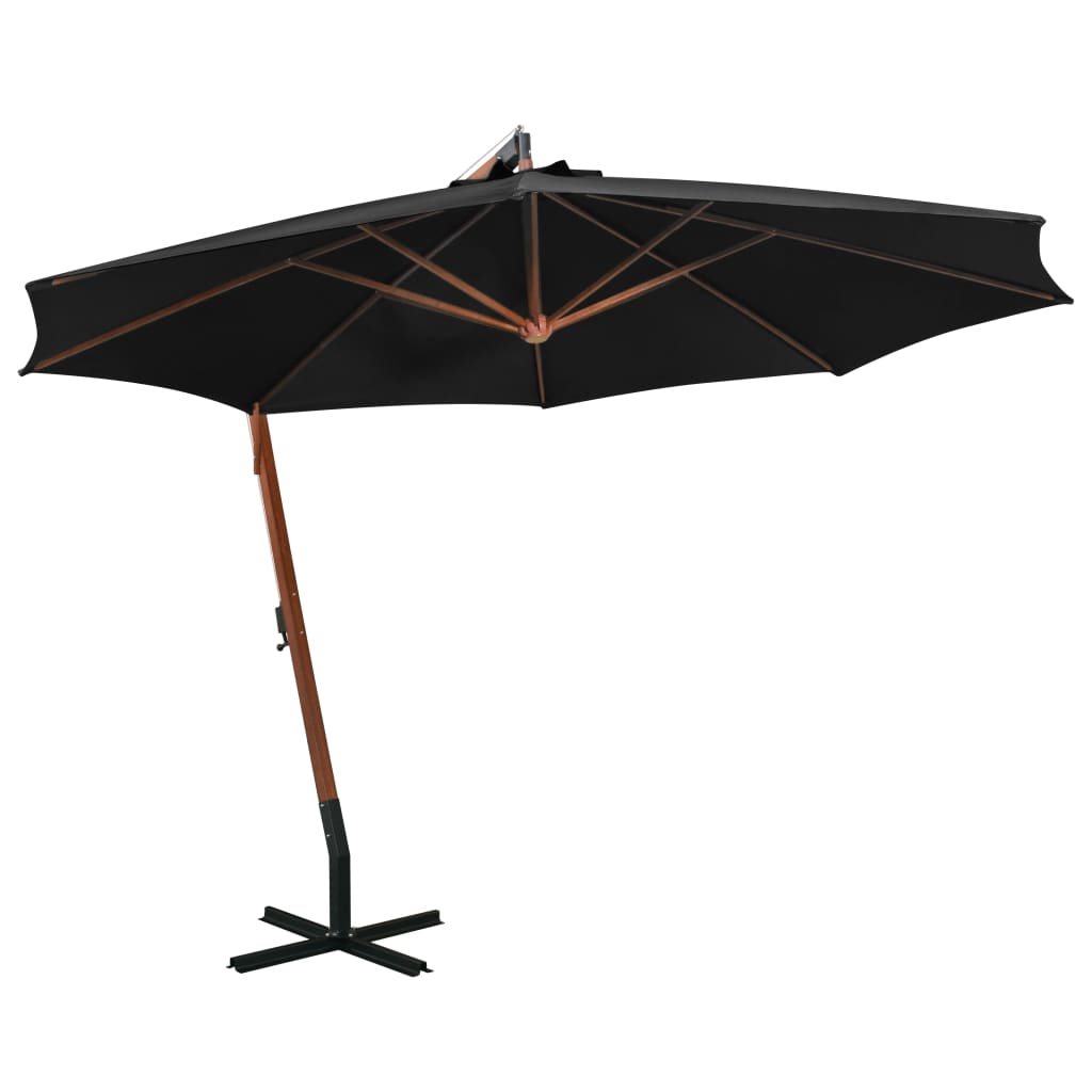 Vidaxl Parasol flottant avec poteau de 3,5 x 2,9 m solide solide noir