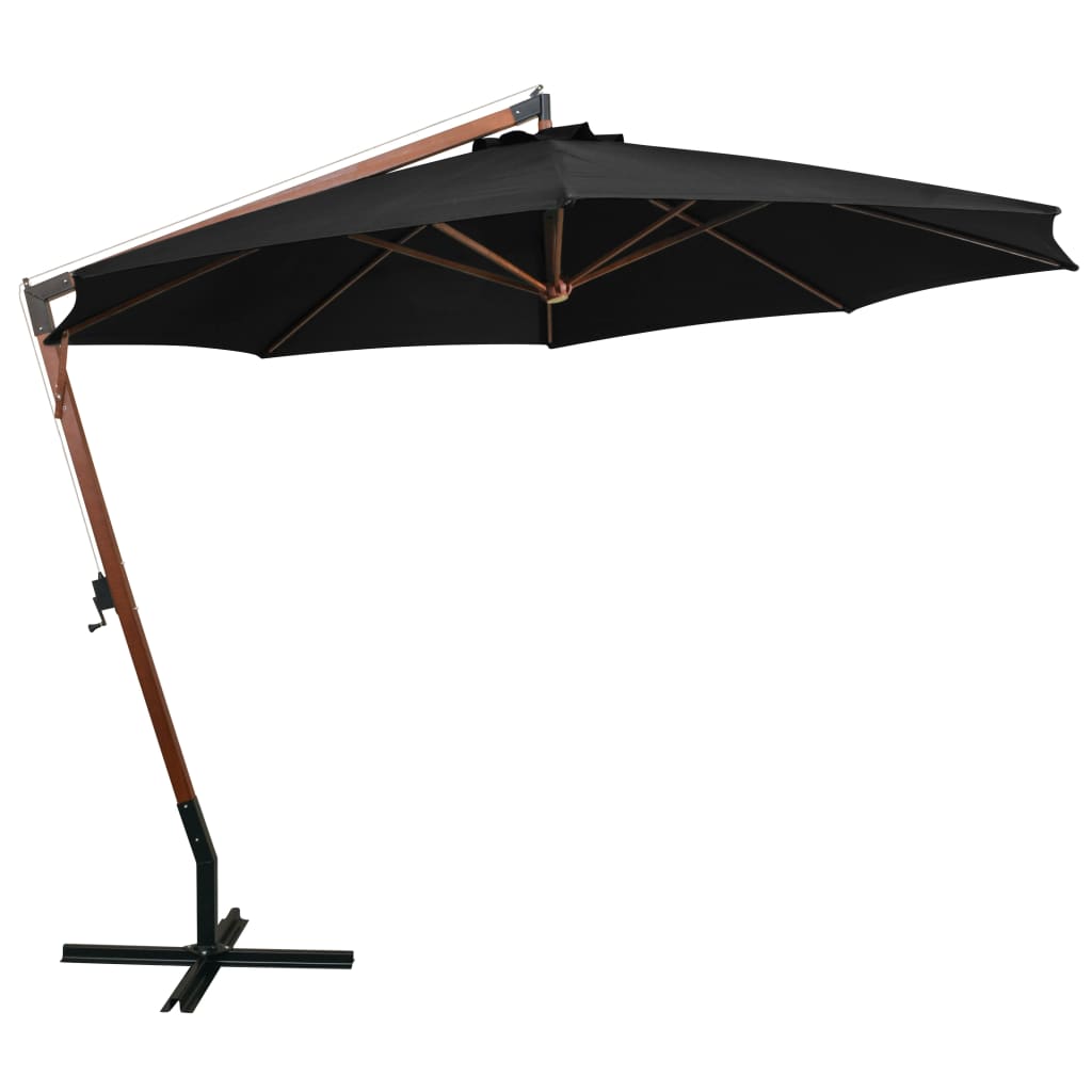 Vidaxl Parasol flottant avec poteau de 3,5 x 2,9 m solide solide noir