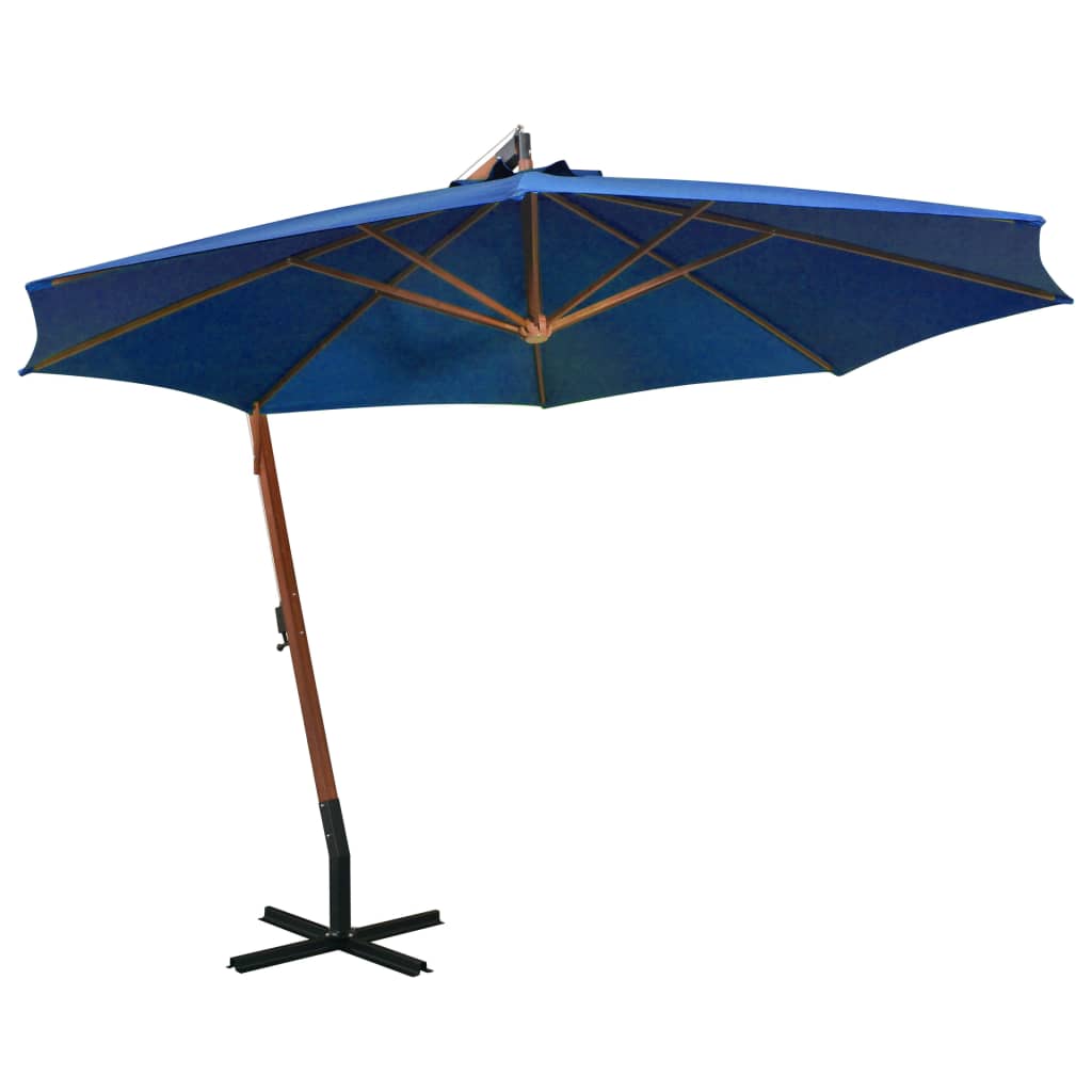 Parasol flottant vidaxl avec poteau de 3,5x2,9 m de pin solide - bleu azur