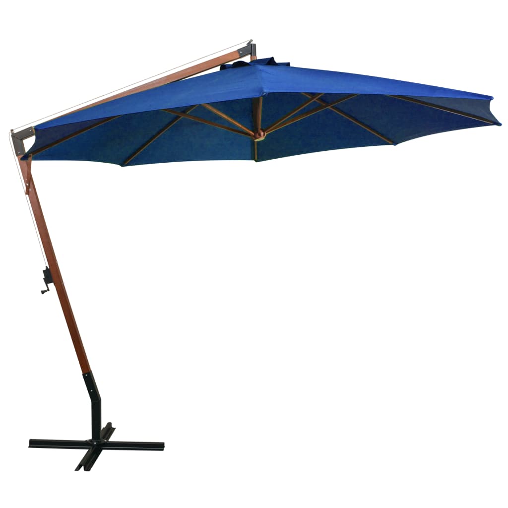 Parasol flottant vidaxl avec poteau de 3,5x2,9 m de pin solide - bleu azur