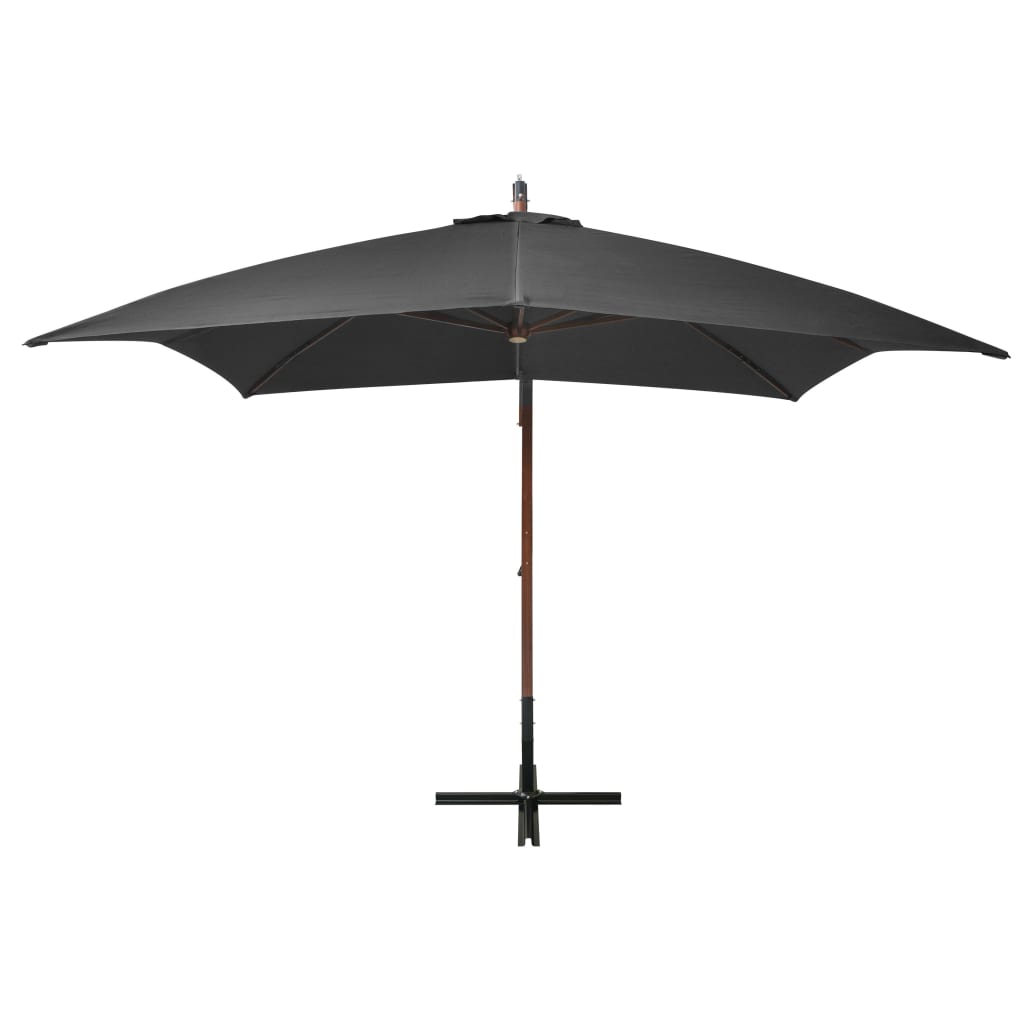 Vidaxl Parasol flottant avec pôle 3x3 m Pine solide-bois anthracite -colored