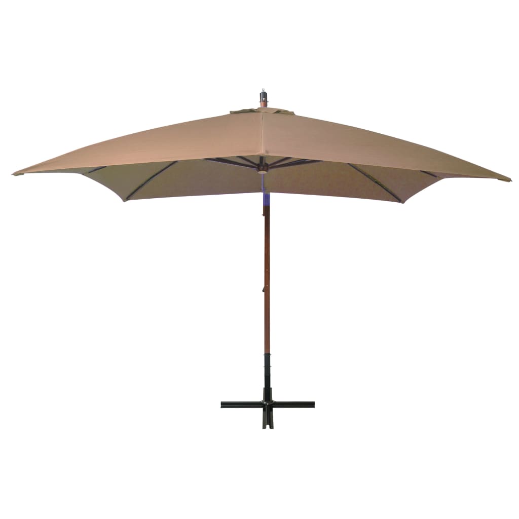 Vidaxl flytende parasol med stolpe 3x3 m solid furu taupe