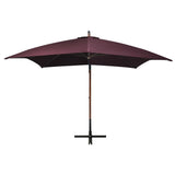 Vidaxl Floating parasol with pole 3x3 m Solid Vurenhout Bordeaux red